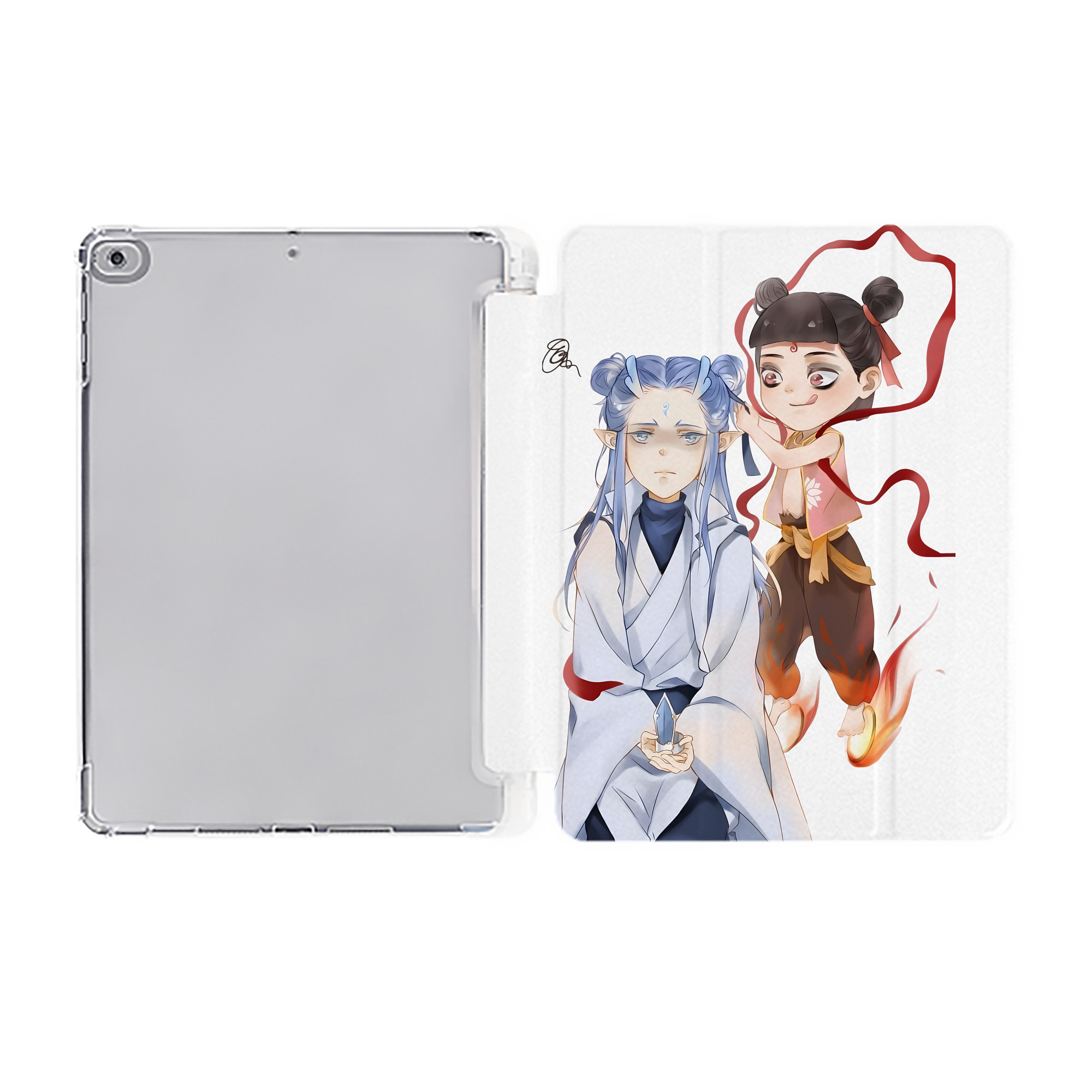 （画像用） Ne Zha 2 ナタ 魔童の大暴れ IPad ケース ペン収納付き 三つ折りスタンド PUレザー×シリコン 対応機種9.5/10.5/10.9インチ